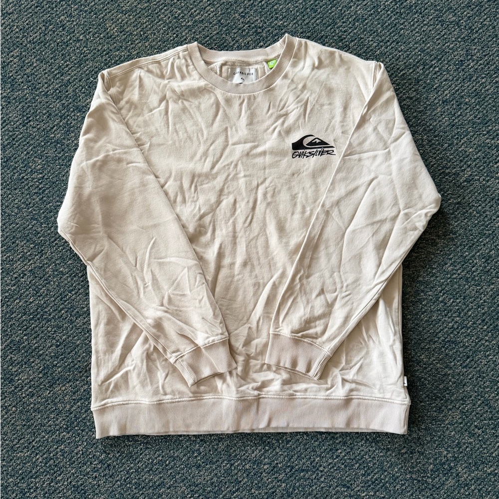 Quiksilver Men's Off-White Crewneck Sweater